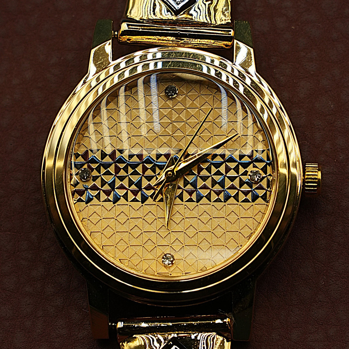 Luxury Gold Tone Diamond Accent Bracelet Watch for Women