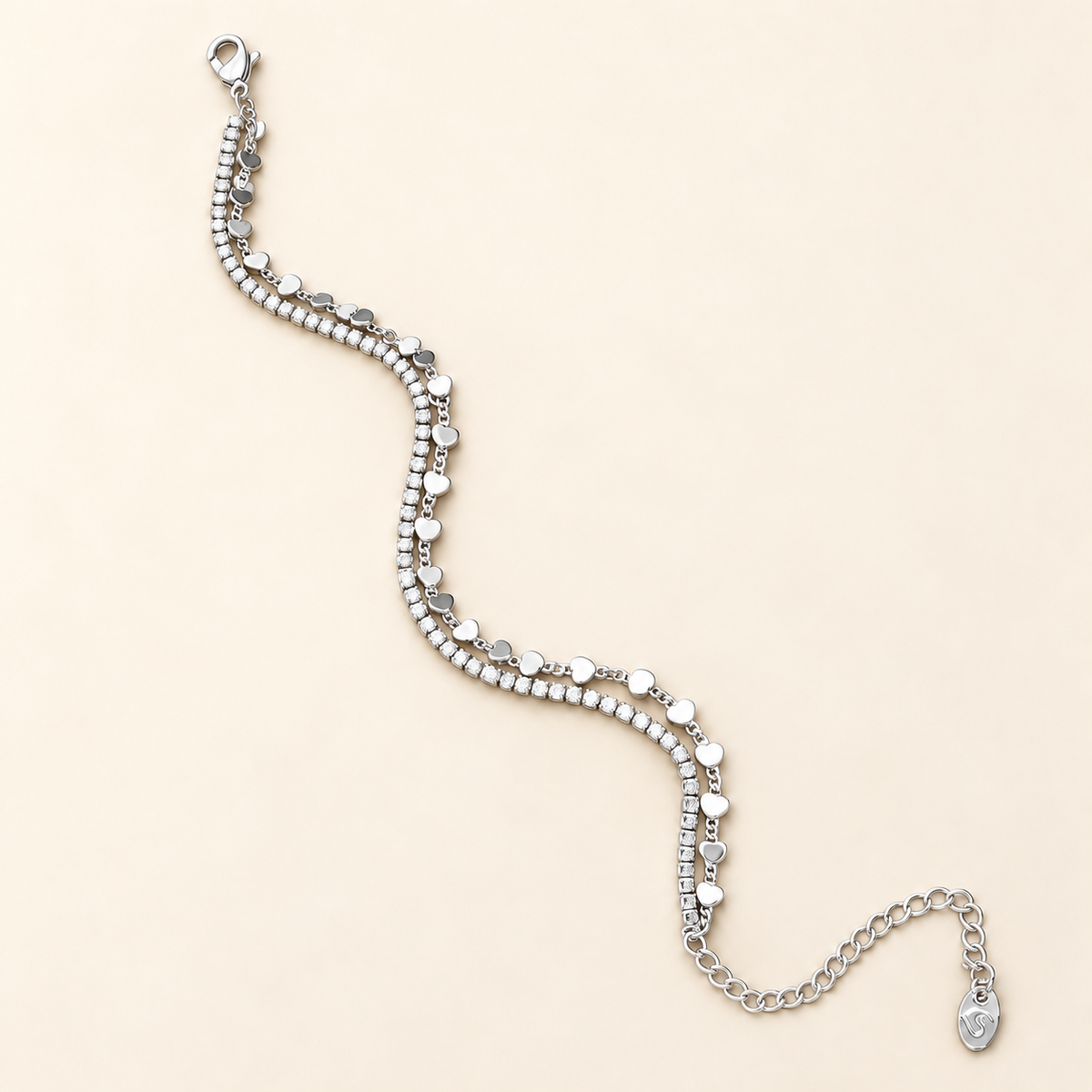Heart Silver Tone Bracelet