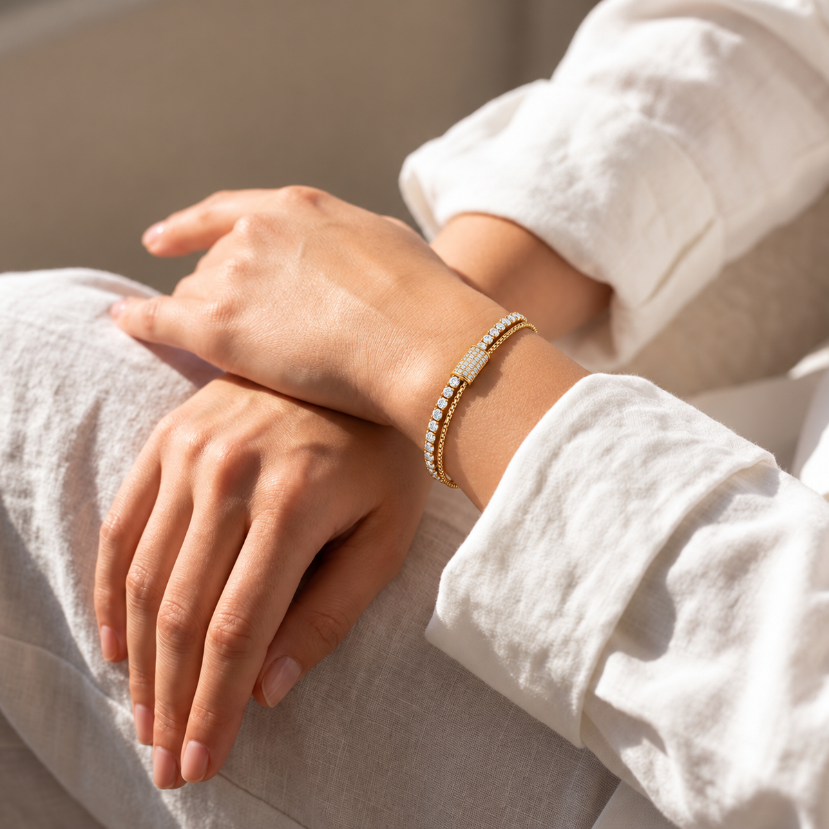 Gold Crystal Tennis Bracelet