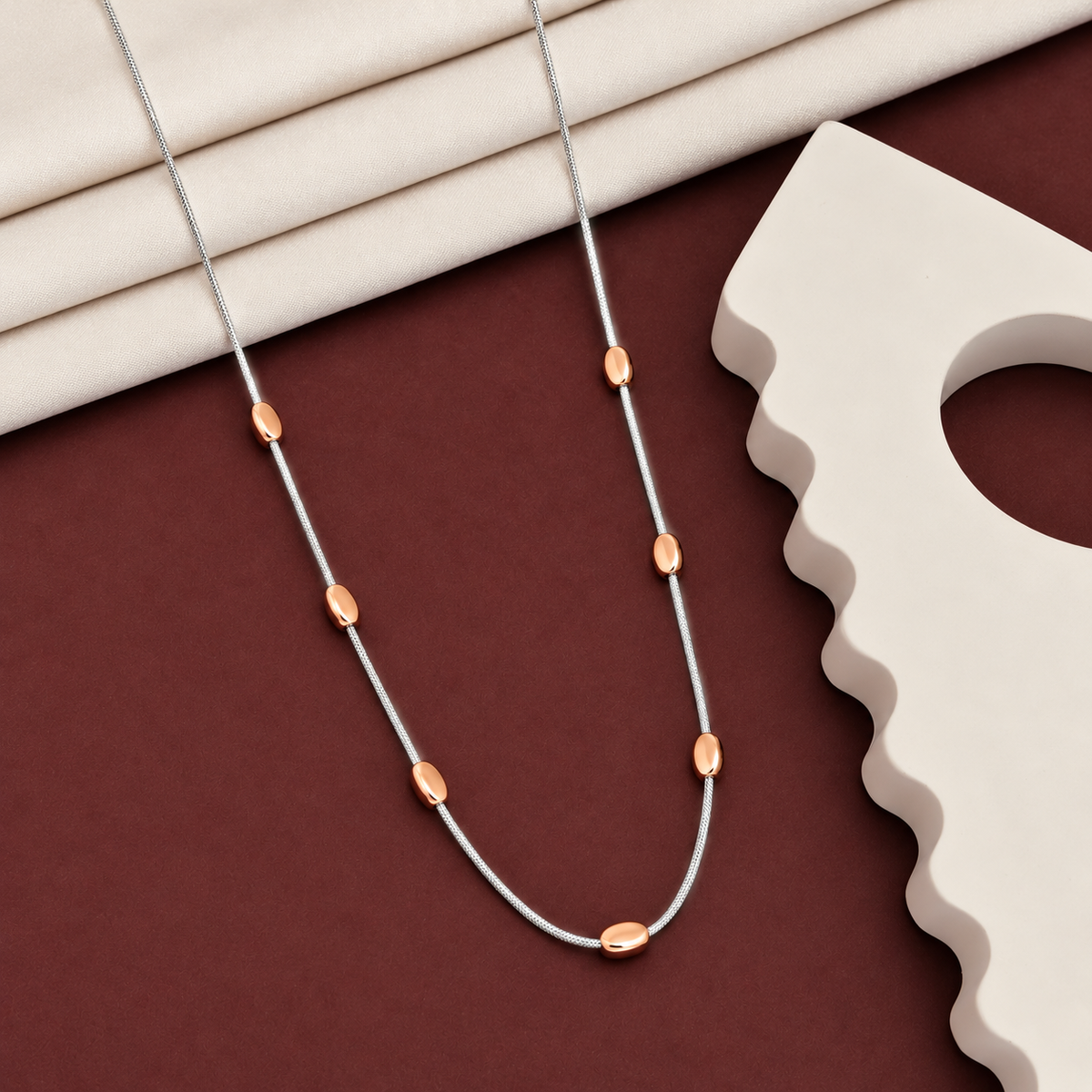 Two-Tone Oval Bead Chain Necklace