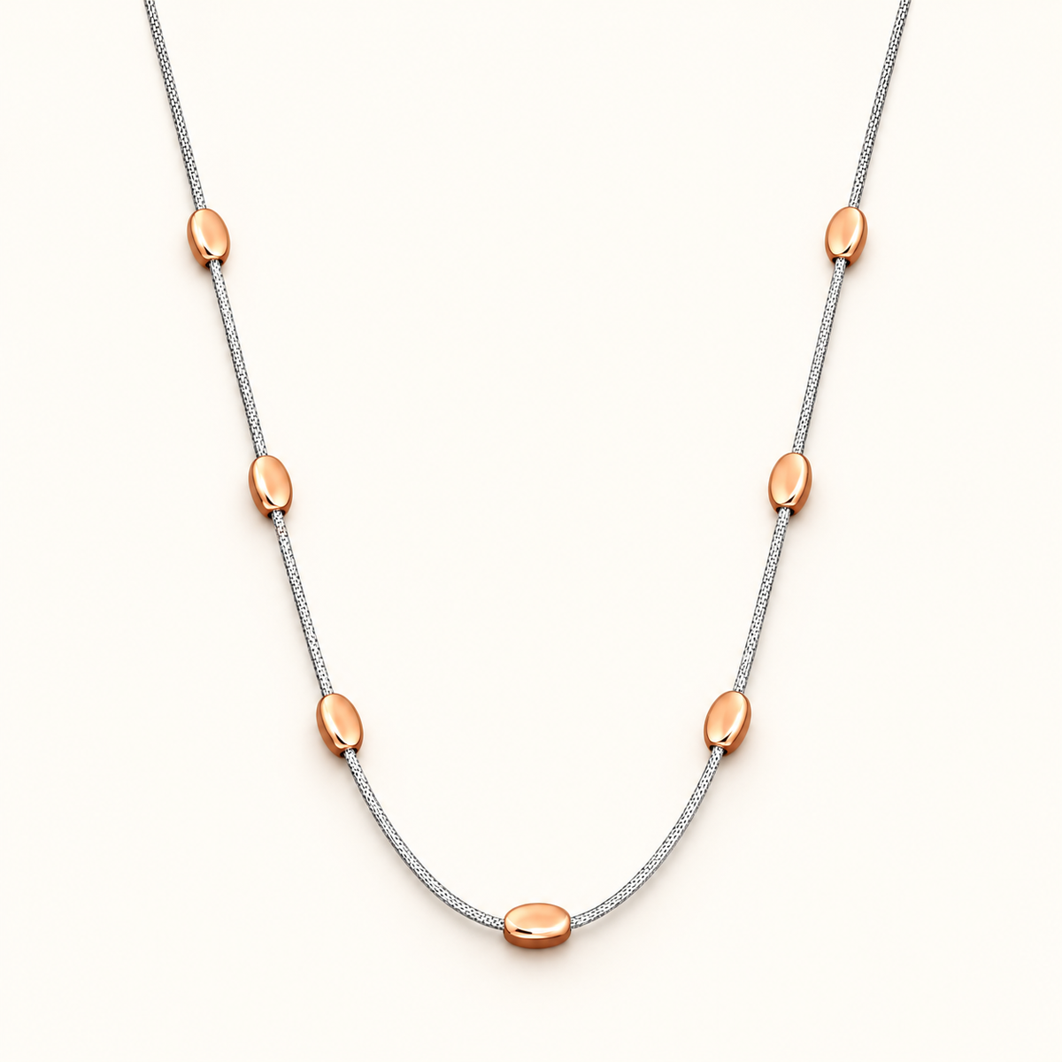 Two-Tone Oval Bead Chain Necklace