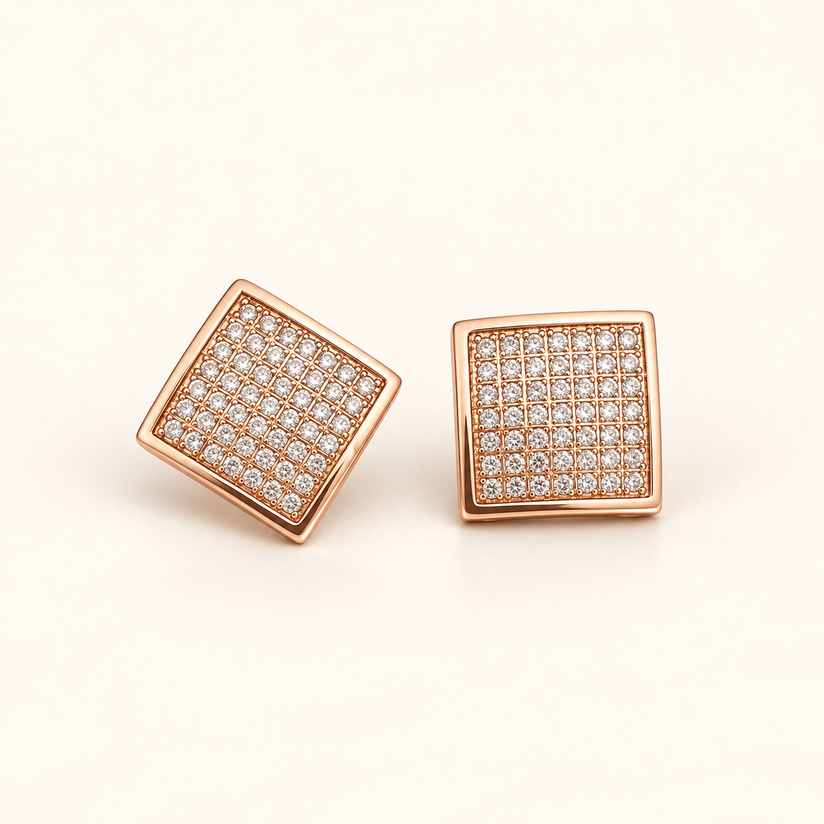 Rose Gold Tone Square Stud Earrings