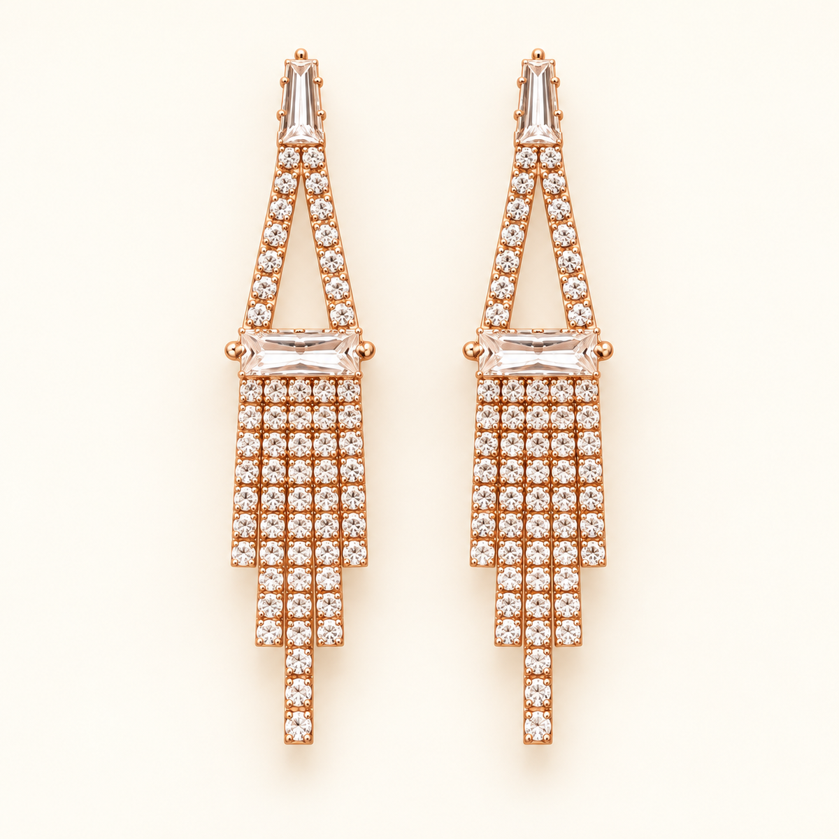 Gold Tone Crystal Fringe Drop Earrings