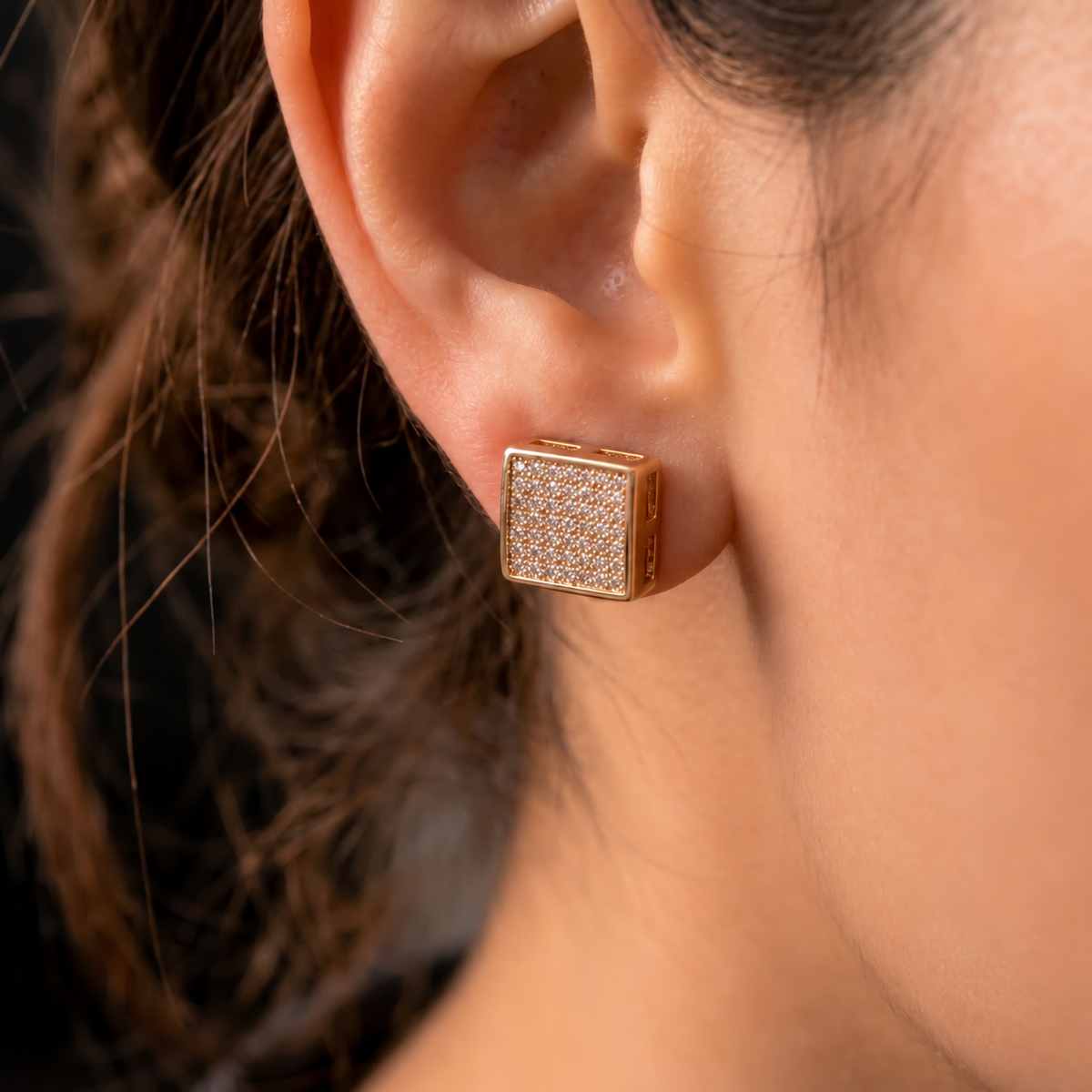 Rose Gold Tone Square Stud Earrings