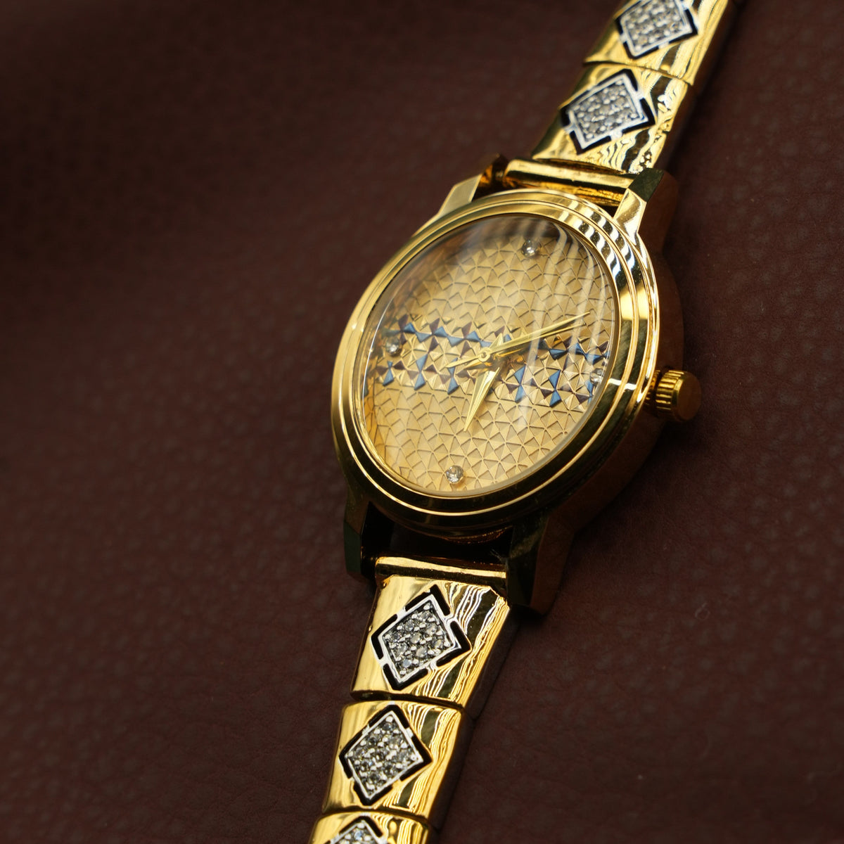 Luxury Gold Tone Diamond Accent Bracelet Watch for Women