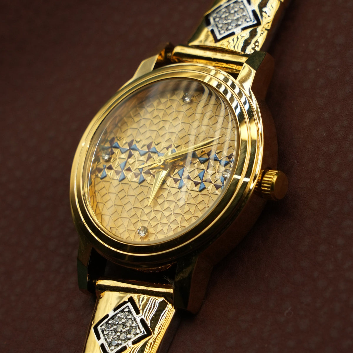 Luxury Gold Tone Diamond Accent Bracelet Watch for Women
