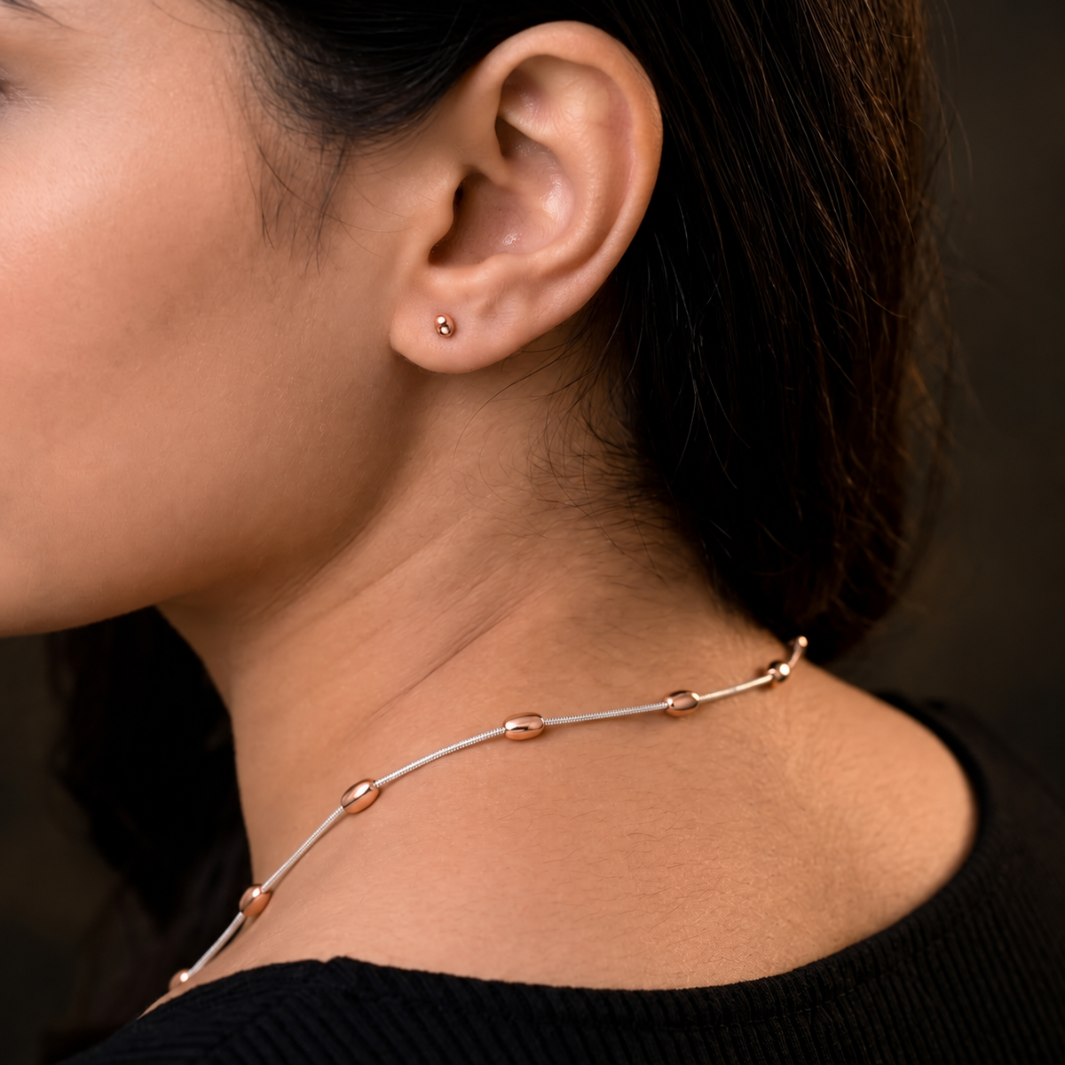 Two-Tone Oval Bead Chain Necklace