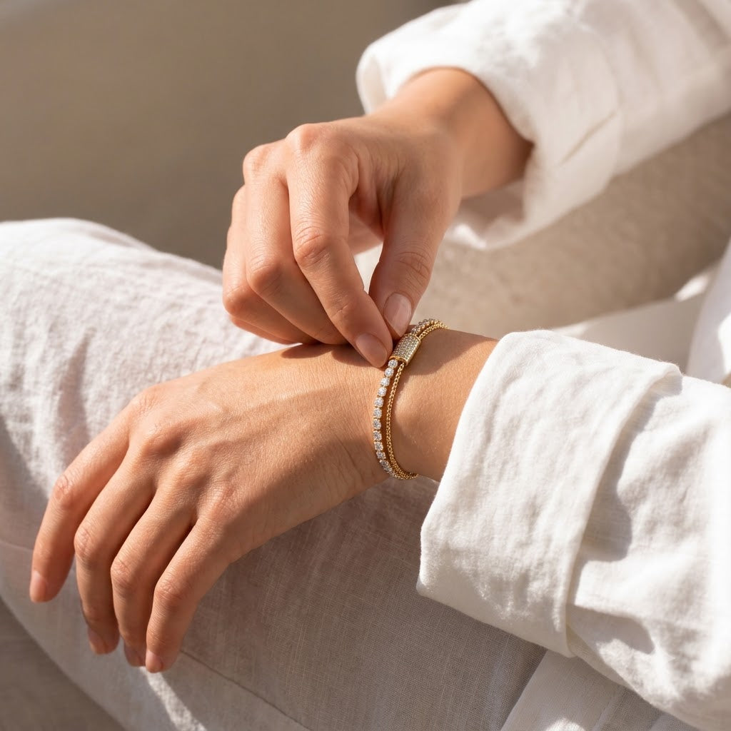 Gold Crystal Tennis Bracelet