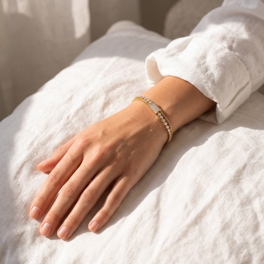 Gold Crystal Tennis Bracelet