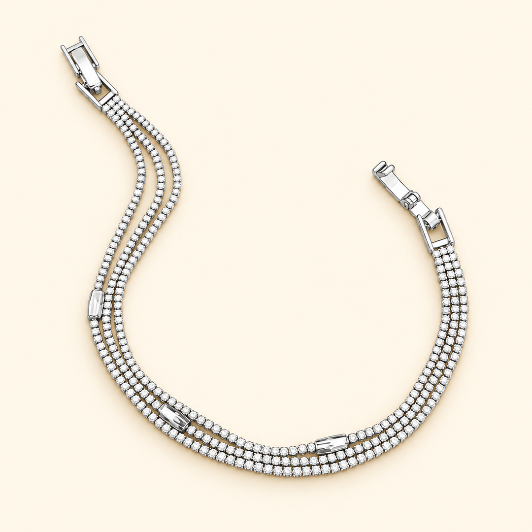 Triple Row Crystal Tennis Bracelet