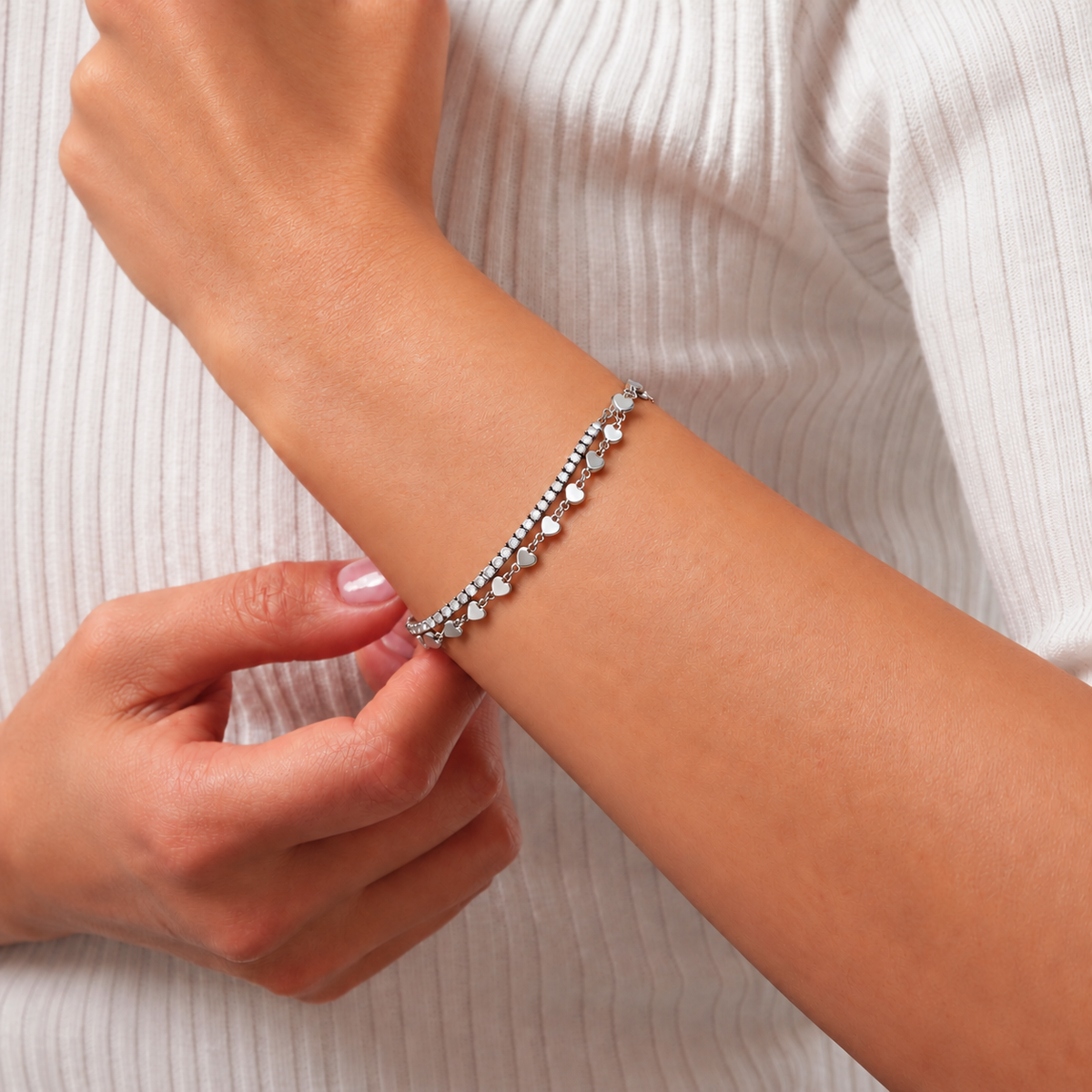 Heart Silver Tone Bracelet