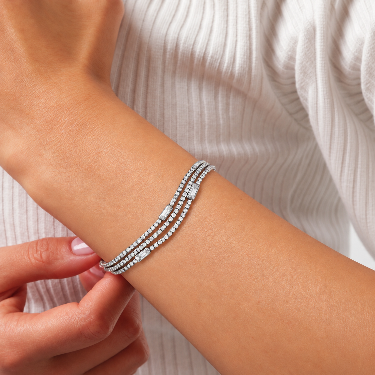 Triple Row Crystal Tennis Bracelet